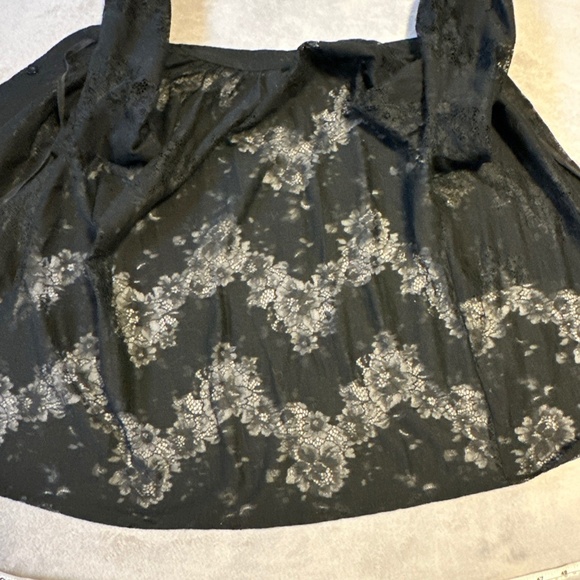 Black Floral Lace Blouse Women's Large Whimsigoth Fairy Goth Romantic Grunge - Picture 9 of 9